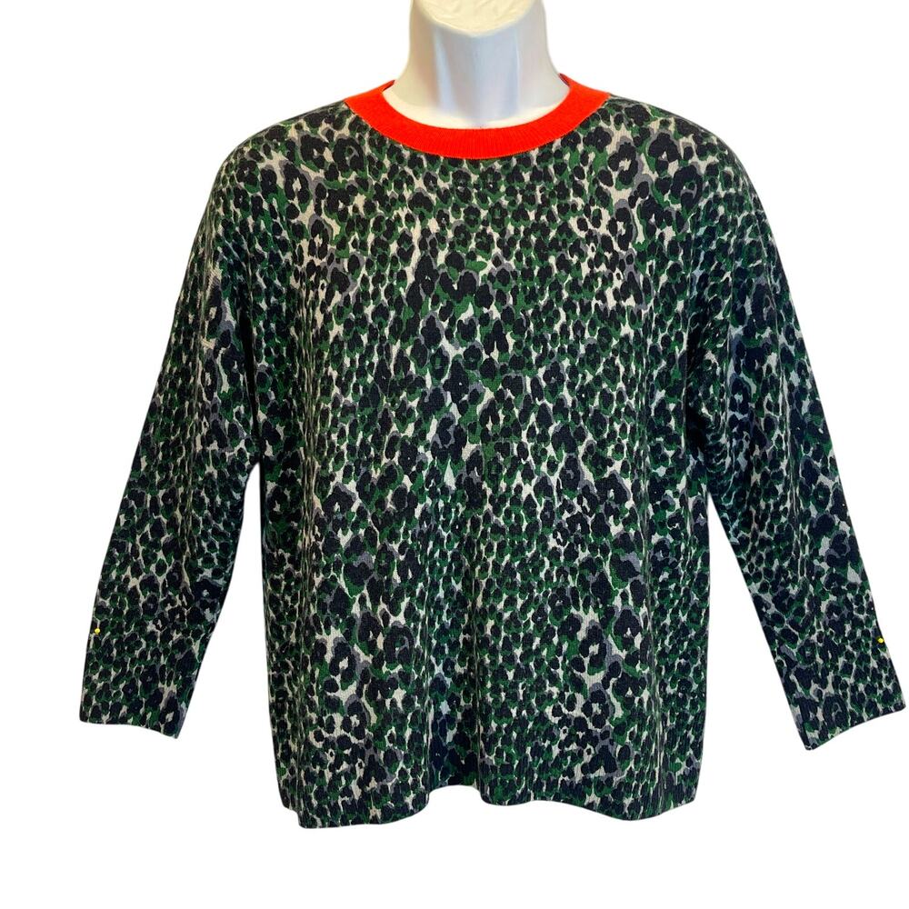 EQUIPMENT 100% Cashmere Animal Print Holiday Sweater Size Medium